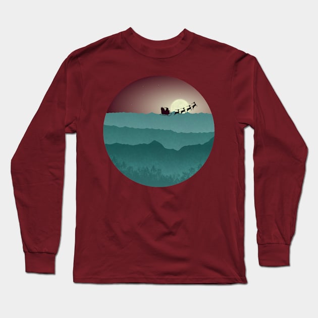 Xmas Landscape with santa Long Sleeve T-Shirt by Javisolarte